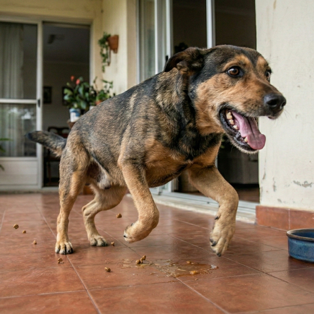Cão agitado e latindo